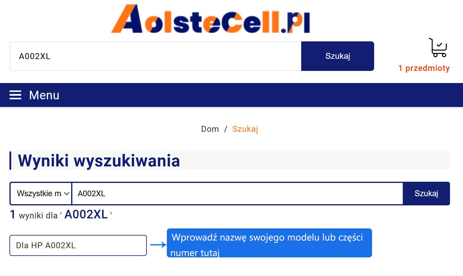 Przykład wyszukiwania